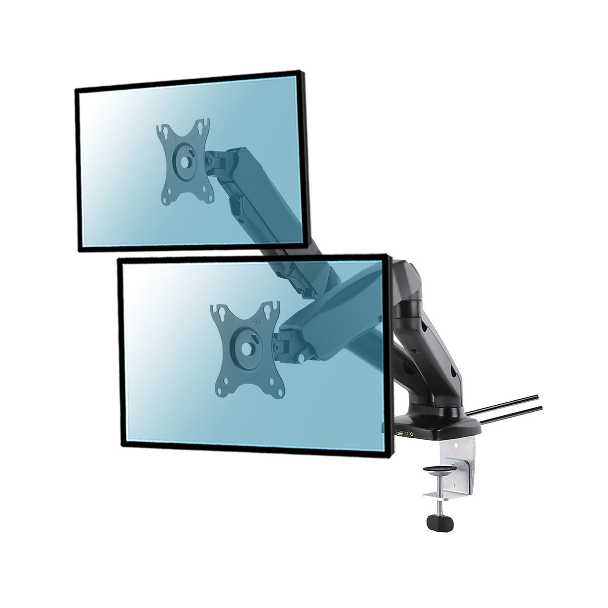 Grosbill Accessoire écran Kimex International Support Full Motion 2 écrans 13" à 27" USB+AUDIO