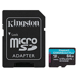 Grosbill Carte mémoire Kingston Micro SDHC 64Go Class 10 A2 V30 + Adapt SDCG3/64GB