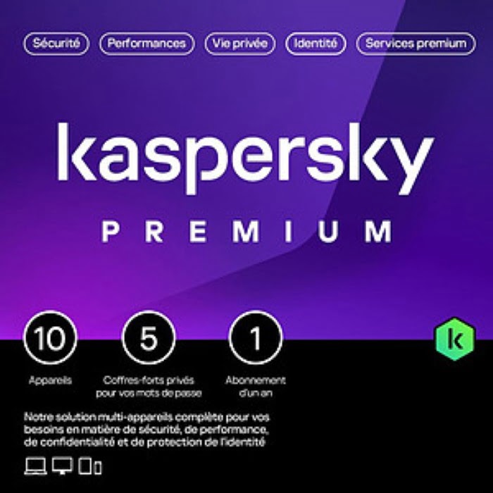 Kaspersky Antivirus Premium Boîte Mini - 1 An / 10 PC - Logiciel sécurité - 0