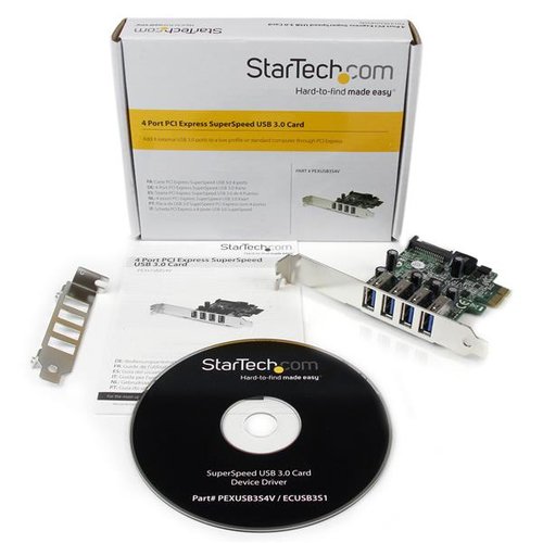 StarTech PCI-Express 1x vers 4 ports USB 3.0 SuperSpeed - Carte réseau - 4