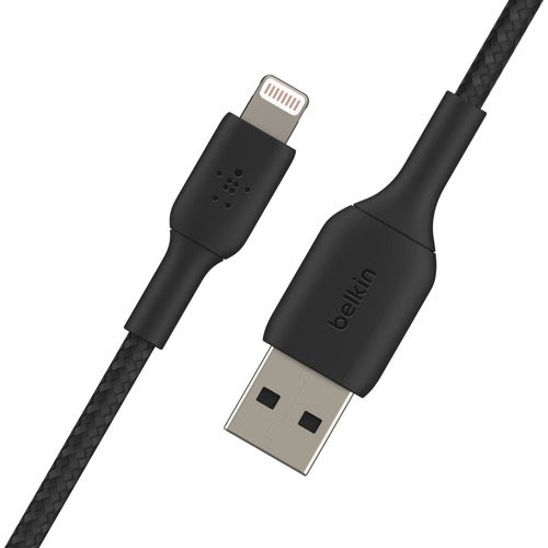 Lightning to USB-A Cable Braid 2M Black - Achat / Vente sur grosbill-pro.com - 1