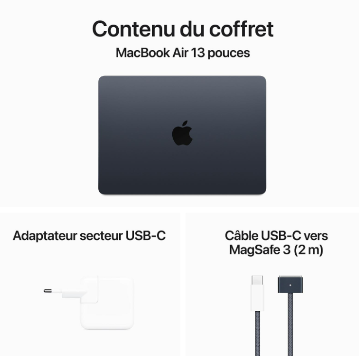 Apple MacBook Air M3 13" Minuit (MC8K4FN/A) - Achat / Vente MacBook sur grosbill-pro.com - 3