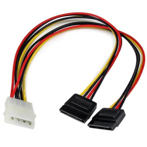 12" LP4 to 2x SATA Power Y Cable Adapter - Achat / Vente sur grosbill-pro.com - 0