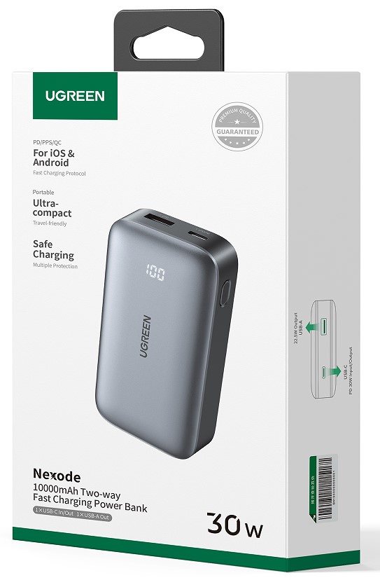 Batterie externe USB-C + USB-A/10000mAh/30W/Gris - Connectique PC/Téléphonie  - 1