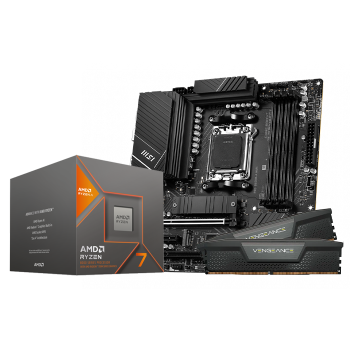 PRO B650M-A WIFI + R7 8700G + Vengeance Black 2x16 - grosbill-pro.com - 0