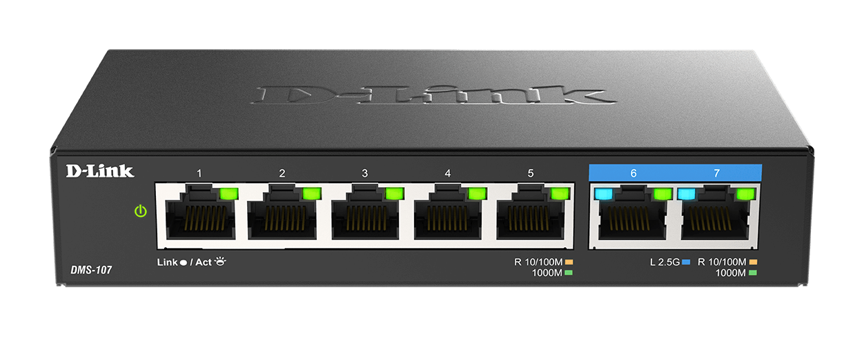 Switch D-Link 5 Ports Gigabit + 2 Ports 2.5G - DMS-107/E - 0