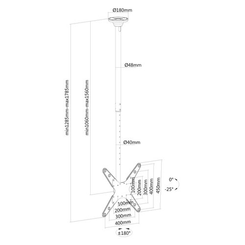 NewStar FlatScreen Ceiling Mount 32-75 - Achat / Vente sur grosbill-pro.com - 2