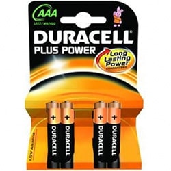 image produit Duracell Lot de 4 Piles Alcaline 1,5V LR03 - Plus Power AAA Grosbill