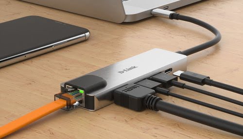 D-Link 5 ports - USB-C vers HDMI/USB/USB-C/Ethernet  - Hub D-Link - 3