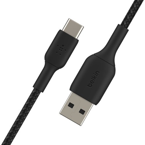 USB-A to USB-C Cable Braided 3M Black - Achat / Vente sur grosbill-pro.com - 1