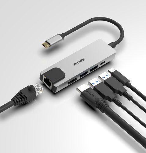 D-Link 5 ports - USB-C vers HDMI/USB/USB-C/Ethernet  - Hub D-Link - 2