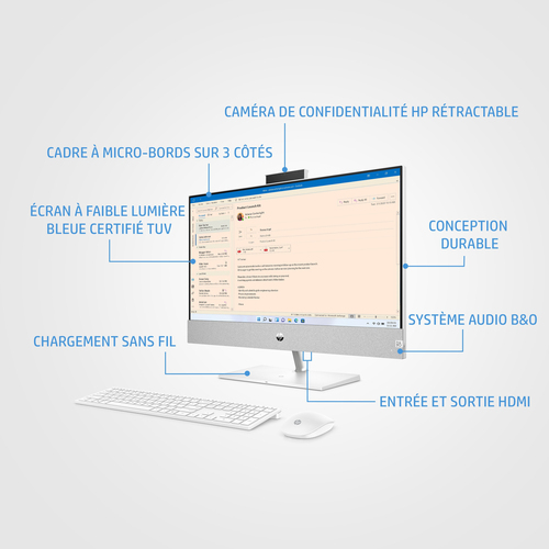 HP Pavilion 24" FHD/R5-5500U/16Go/512Go/W11# - All-In-One PC/MAC - 11