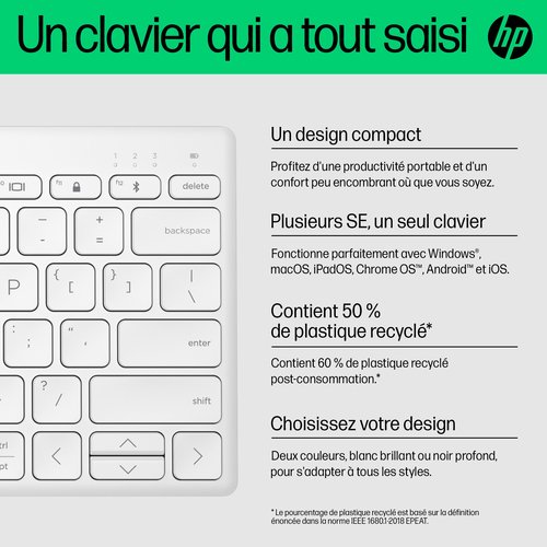 HP 350 WHT Compact Multi-Device KBD - Achat / Vente sur grosbill-pro.com - 17