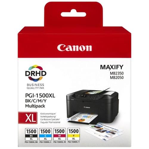 Pack 4 Cartouches BK,C,M,Y PGI-1500XL pour imprimante Jet d'encre Canon - 0