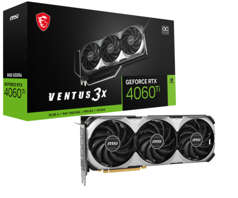 MSI GeForce RTX 4060 Ti VENTUS 3X E 8G OC  - Carte graphique MSI - 1