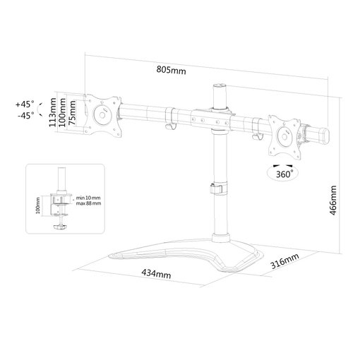 Desk Mount Dual 19-27" Full Motion BLACK - Achat / Vente sur grosbill-pro.com - 4