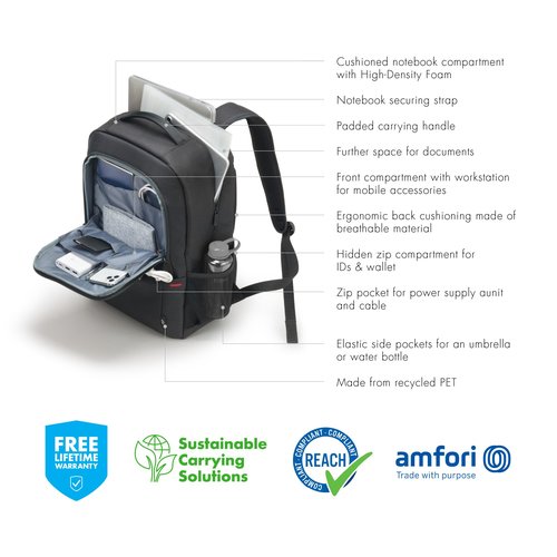 Eco Backpack Plus BASE 13-15.6 (D31839-RPET) - Achat / Vente sur grosbill-pro.com - 8