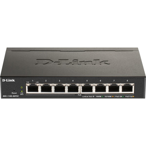 Switch D-Link 8 Ports PoE+ Gigabit - DGS-1100-08PV2 - grosbill-pro.com - 0