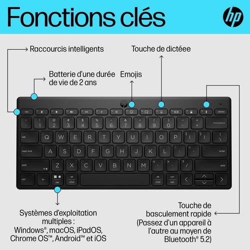 HP 350 BLK Compact Multi-Device KBD - Achat / Vente sur grosbill-pro.com - 15