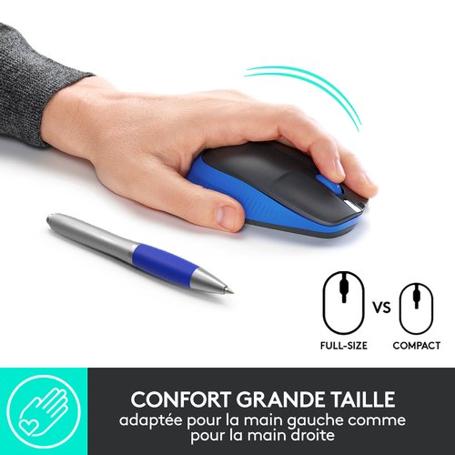 M190 Full-size wireless mouse - BLUE - Achat / Vente sur grosbill-pro.com - 4