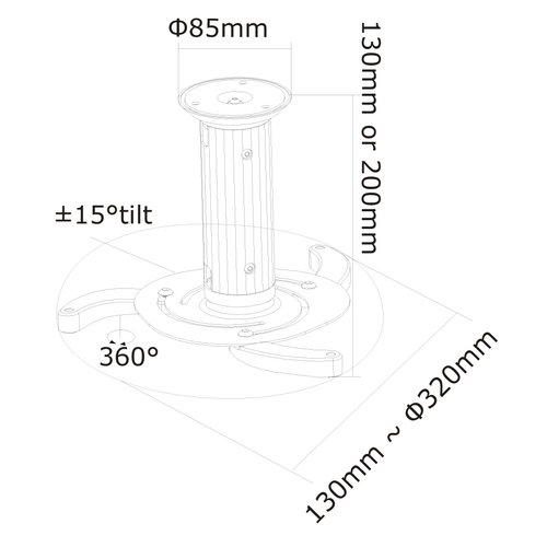 Projector Ceiling Mount FullMotion WHITE - Achat / Vente sur grosbill-pro.com - 7