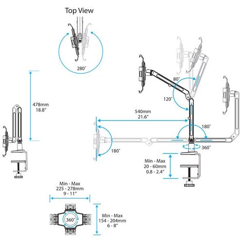 Tablet Stand Desk Mount - White - Achat / Vente sur grosbill-pro.com - 4