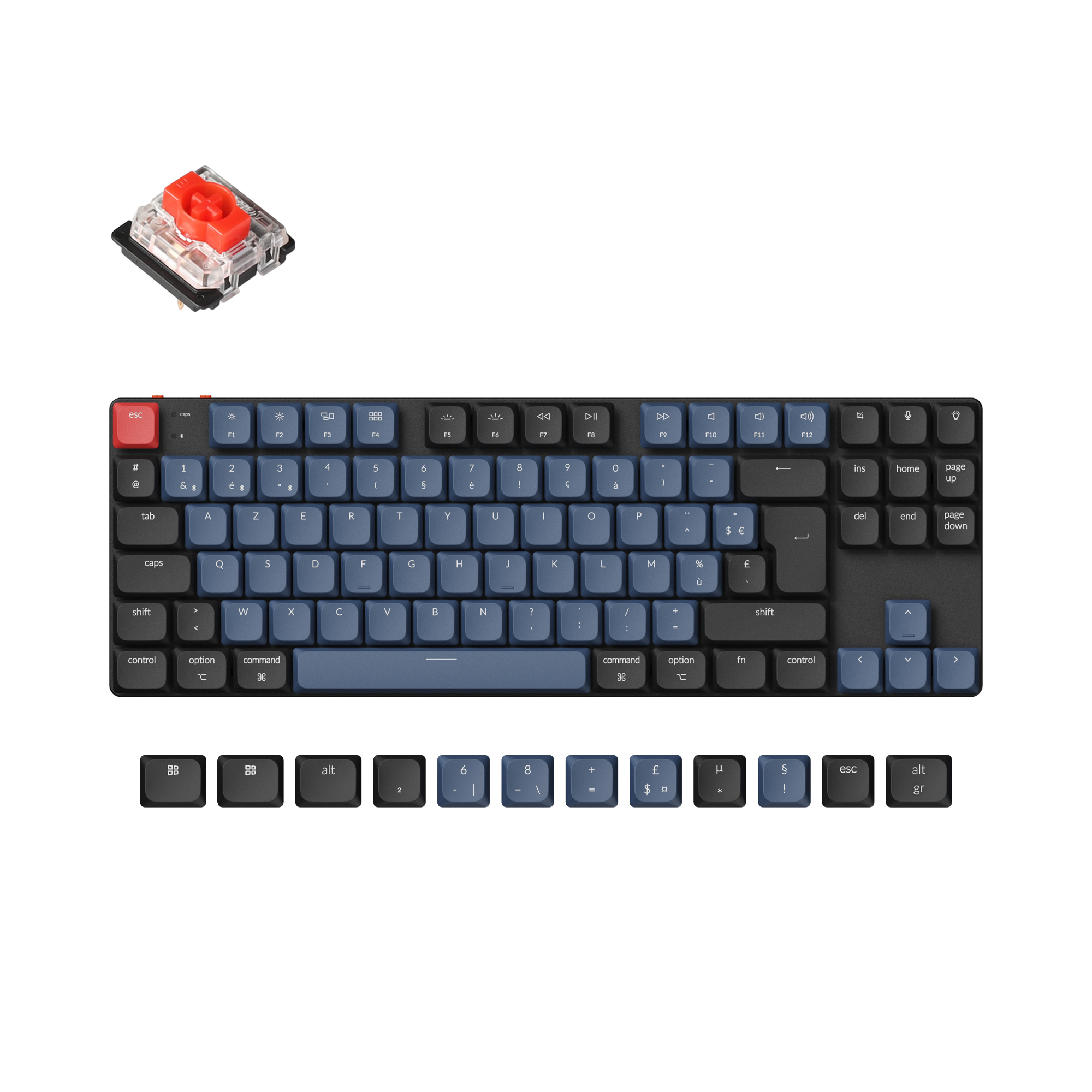 Grosbill Clavier PC Keychron K1 PRO QMK RGB - Noir/Sans fil/75%/Switch Rouge