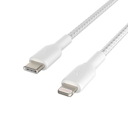 Grosbill Connectique PC Belkin Lightning to USB-C Cable Braid 2M White