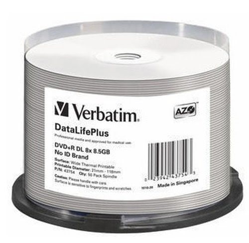 Grosbill Consommable stockage Verbatim DVD+R/8xspd 8.5GB Wide Thermal Spdl 50