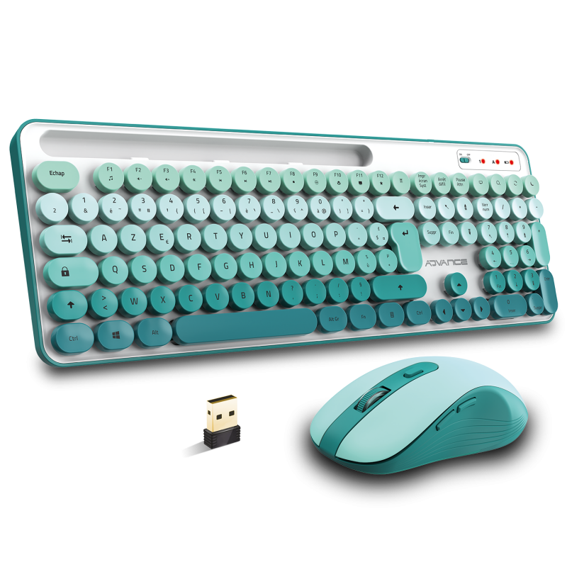 Advance PEP'S WIRELESS sans fil/Silencieux/Blanc Vert - Pack Clavier/Souris - 0