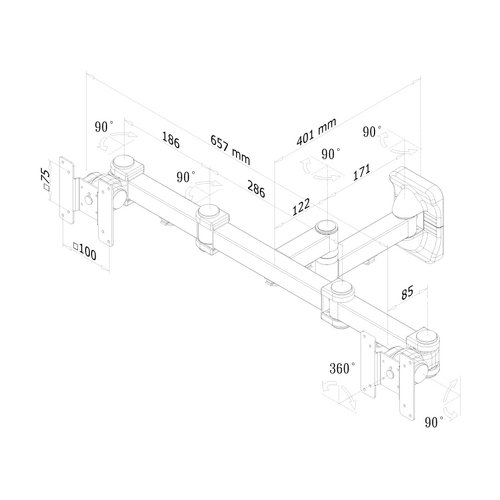 Wall Mount Dual 10-27" FullMotion SILVER - Achat / Vente sur grosbill-pro.com - 2