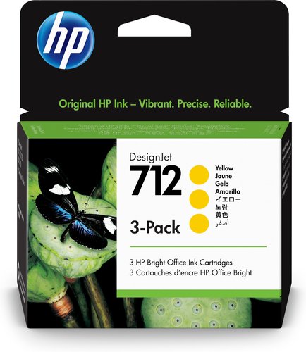 HP Pack de 3 cartouches d'encre DesignJet 712, jaune, 29 ml - Achat / Vente sur grosbill-pro.com - 0