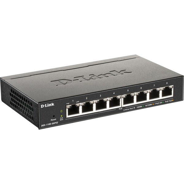 Switch D-Link 8 Ports PoE+ Gigabit - DGS-1100-08PV2 - grosbill-pro.com - 1