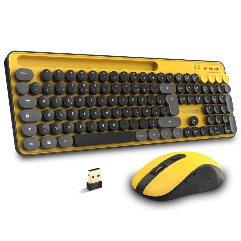 Advance PEP'S WIRELESS sans fil/Silencieux/Jaune Gris Noir - Pack Clavier/Souris - 0