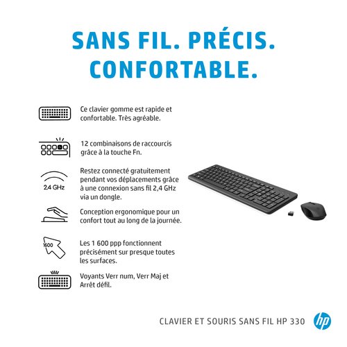 HP 330 Wireless Mouse+Keyboard Combina - Achat / Vente sur grosbill-pro.com - 6