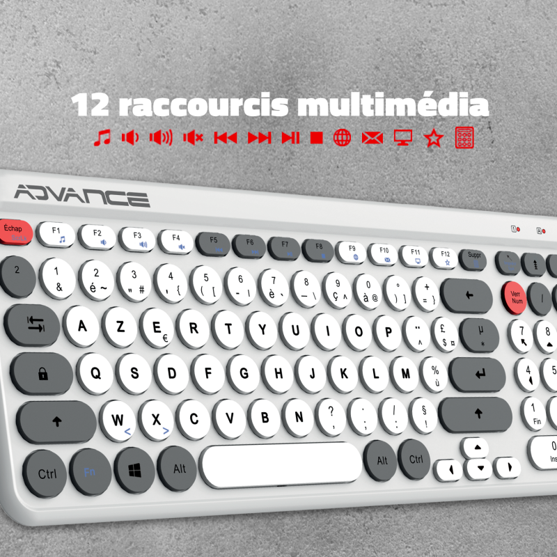 Advance ERGOSTYLE COMBO sans fil RF/Silencieux/Blanc Gris - Pack Clavier/Souris - 5