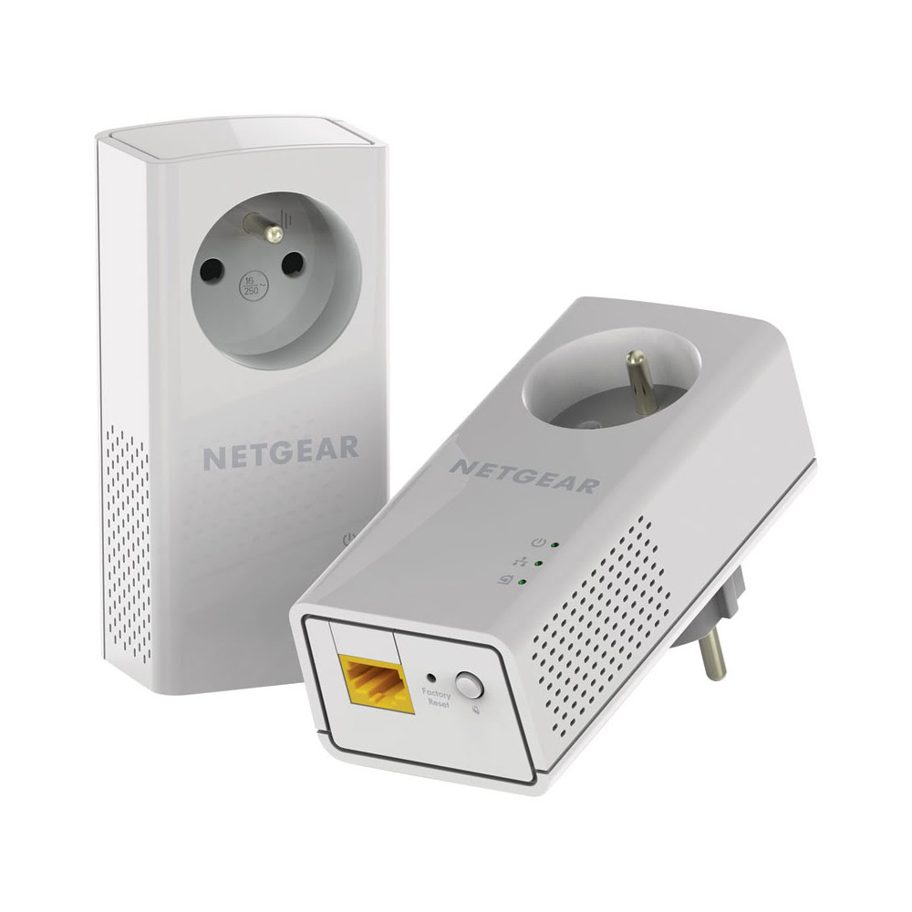 Netgear PLP1000 (1000Mb) avec prise - Pack de 2 - Adaptateur CPL - 0