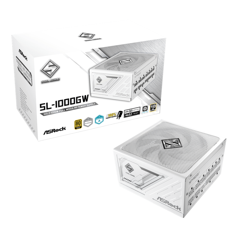 ASRock Steel Legend SL-1000G - 1000W - 80+ Gold - Blanc (90-UXS100-GFEABA) - Achat / Vente Alimentation sur grosbill-pro.com - 0