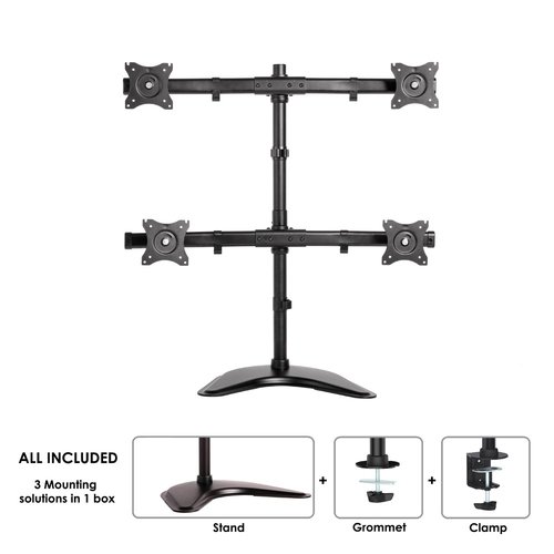 Desk Mount 4xScreen 10-27" BLACK - Achat / Vente sur grosbill-pro.com - 1