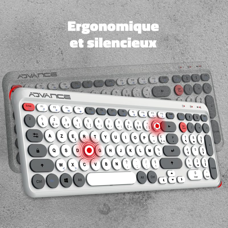 Advance ERGOSTYLE COMBO sans fil RF/Silencieux/Blanc Gris - Pack Clavier/Souris - 3