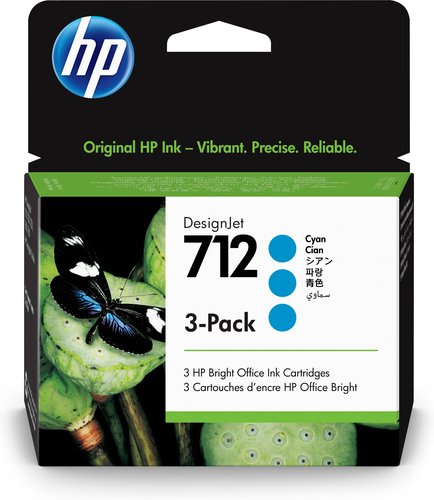 Grosbill Accessoire imprimante HP HP 712 3-Pack 29-ml Cyan DesignJet Ink C