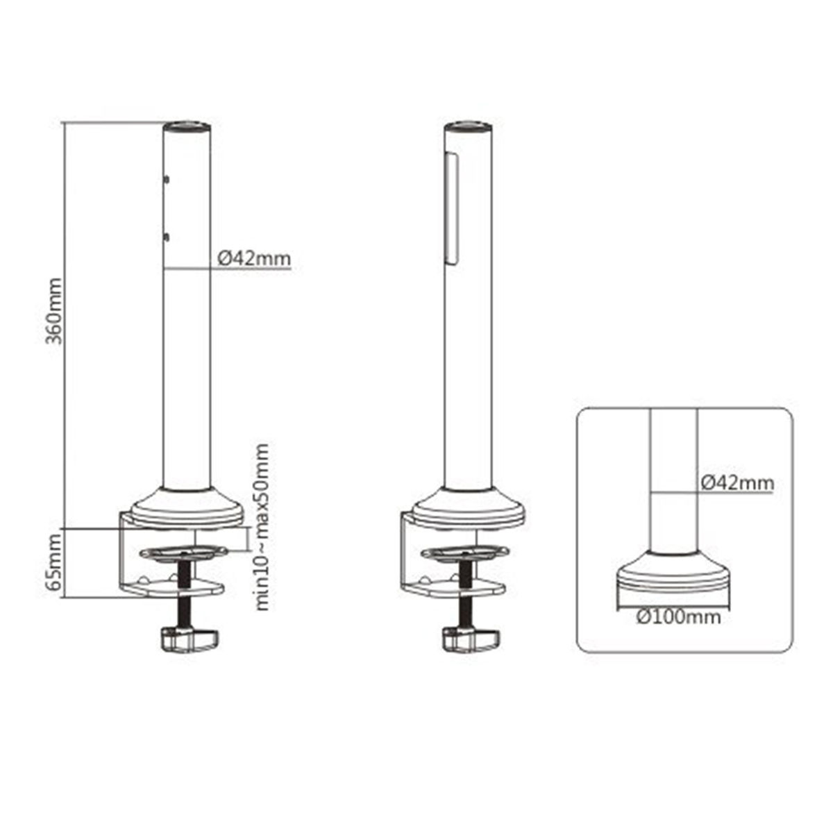 Kit rail de fixation Slatwall 120cm + 2 pieds - Accessoire écran - 1