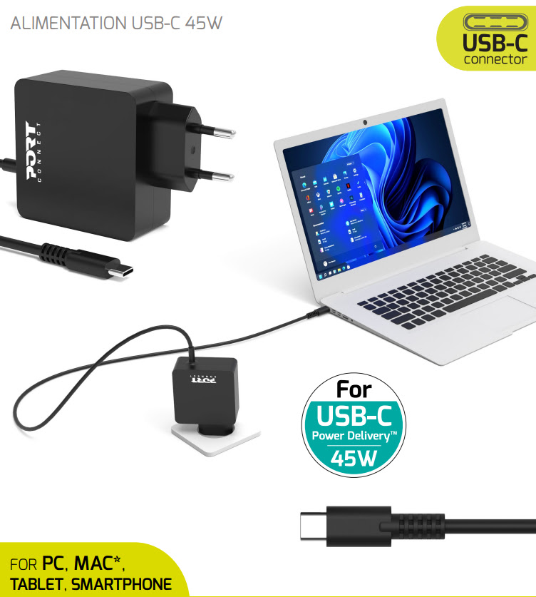 ALIMENTATION USB-C 45W - Accessoire PC portable Port - grosbill-pro.com - 0