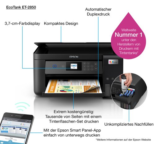 Imprimante multifonction Epson EcoTank ET-2850 - grosbill-pro.com - 13