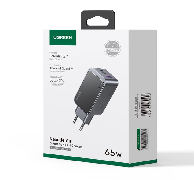 Adaptateur Nexode S USB-A + 2 USB-C/65W/Gris - Connectique PC/Téléphonie  - 1