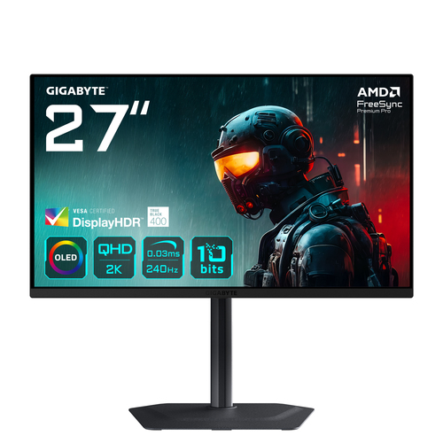 Grosbill Ecran PC Gigabyte MO27Q2 27" QD-OLED QHD/240Hz/0.03ms/HP/USB-C