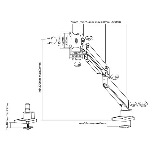 Desk mount 10-49" desk clamp BLACK Plus - Achat / Vente sur grosbill-pro.com - 5