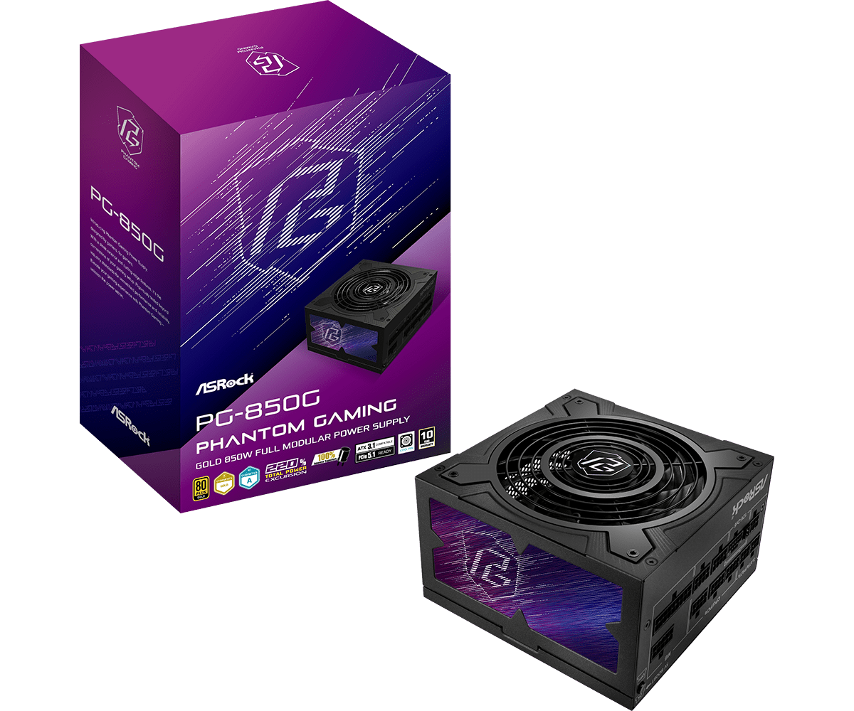 ASRock Phantom Gaming PG-850G - 850W - 80+ Gold - Noir (90-UXP085-GFEAAB) - Achat / Vente Alimentation sur grosbill-pro.com - 0