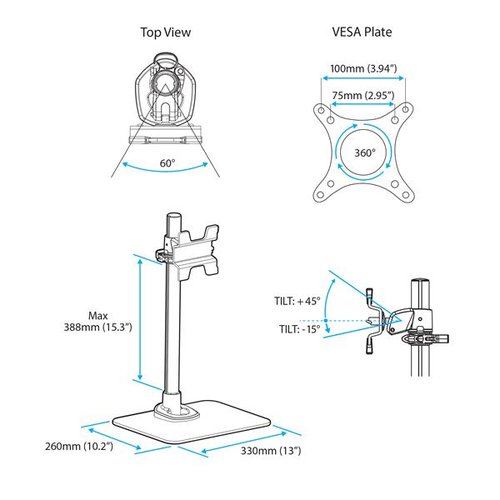 Single Monitor Stand - Silver - Achat / Vente sur grosbill-pro.com - 6