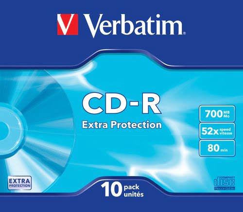 Grosbill Consommable stockage Verbatim CD-R/700MB 80Min 52xspd SlimCase 10pk